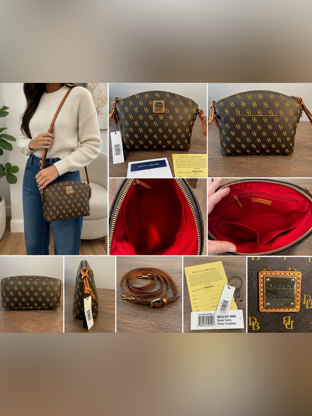 NWT Dooney & Bourke Gretta Penny Crossbody Tmoro Brown DB Monogram Bag